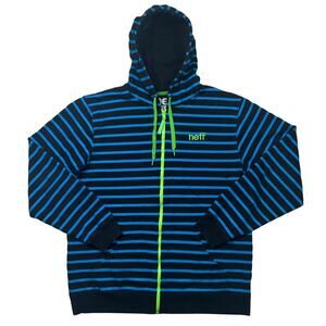 Neff Daily Stripe Zip Hoodie Black and Cyan Full-Zip